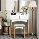Makeup Vanity Set with 6 Drawers and Unique Shape Mirror by LJGDeals