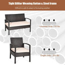 4 Pieces Patio Rattan Conversation Set with Loveseat Sofas and Coffee Table by LJGDeals