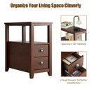 Set of 2 End Table Wooden with 2 Drawer & Shelf Bedside Table by DirectDeals