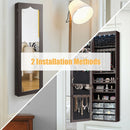 5 LEDs Jewelry Armoire Wall Mounted / Door Hanging Mirror-Brown