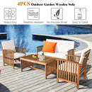 4 Pieces Patio Solid Wood Furniture Set by LJGDeals