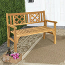 Patio Foldable Bench with Curved Backrest and Armrest by LJGDeals