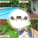 Outdoor 4 Pieces Acacia Wood Chat Set with Water Resistant Cushions by LJGDeals