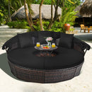 Patio Round Daybed Rattan Furniture Sets with Canopy by LJGDeals