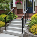 Outdoor Stair Handrail for 1–4 Steps, Adjustable Black Steel Railing by 2Dropme
