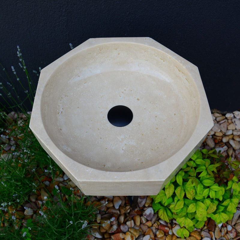 Handmade Turkish Travertine Octagon Bathroom Sink Hand Carved, photo 13 of 15