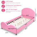 Twin Size Upholstered Platform Toddler Bed with Wood Slat Support by LJGDeals