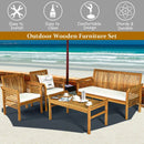 4 Pieces Outdoor Acacia Wood Sofa Furniture Set by LJGDeals