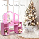 Kids Tri Folding Mirror Makeup Dressing Vanity Table Set by LJGDeals