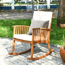 Outdoor Acacia Wood Rocking Chair with Detachable Washable Cushions by LJGDeals