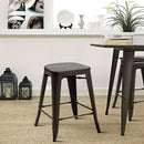 Set of 4 Industrial Metal Counter Stool Dining Chairs with Removable Backrests by LJGDeals