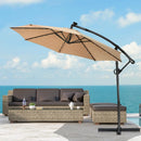 10 Feet 360° Rotation Solar Powered LED Patio Offset Umbrella without Weight Base-Gray by LJGDeals