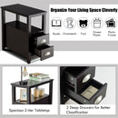 Set of 2 End Table Wooden with 2 Drawer & Shelf Bedside Table by DirectDeals