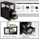 Set of 2 End Table Wooden with 2 Drawer & Shelf Bedside Table by LJGDeals