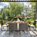 7Pcs Patio Rattan Cushioned Dining Set with Umbrella Hole by LJGDeals
