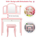Kids Princess Make Up Dressing Table with Tri-folding Mirror and Chair by LJGDeals