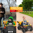 12V Battery Kids Ride On Dump Truck with Electric Bucket and Dump Bed-Yellow by LJGDeals
