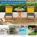 3 Pieces Patio Folding Bistro Set with Padded Cushion and Round Coffee Table-Navy by LJGDeals