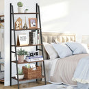 5 Tier Leaning Bookshelf Wood Metal Bookcase by LJGDeals