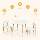 Kids Wooden Table and 2 Chairs Set-White by DirectDeals