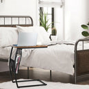 C-shaped Vintage End Table with Side Pocket and Metal Frame by LJGDeals