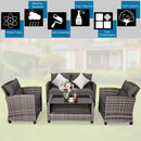 4 Pieces Patio Rattan Furniture Set Coffee Table Cushioned Sofa-Gray by DirectDeals