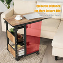 C-Shape Mobile Snack End Table with Storage Shelves by LJGDeals