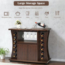 Rolling Buffet Sideboard Wooden Bar Storage Cabinet-Walnut by LJGDeals