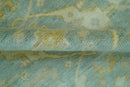 Traditional Oushak Design Blue And Beige 4x6 Hand Knotted Wool Area Rug