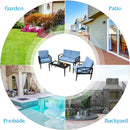 4 Pieces Patio Furniture Set Aluminum Frame Cushioned Sofa by LJGDeals
