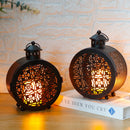 Set of 2 Round Vintage Metal Candle Lanterns 7.5" H by JHY DESIGN