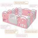 14-Panel Baby Playpen with Music Box & Basketball Hoop-Pink by LJGDeals