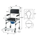 2-in-1 Aluminum Commode Shower Wheelchair with Locking Casters by LJGDeals