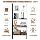 Multipurpose 4-Tier Industrial Leaning Wall Bookcase with Metal Frame by LJGDeals