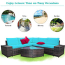 6 Piece Wicker Patio Sectional Sofa Set with Tempered Glass Coffee Table by LJGDeals