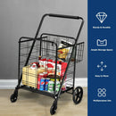 Heavy Duty Folding Utility Shopping Double Cart-Black by DirectDeals