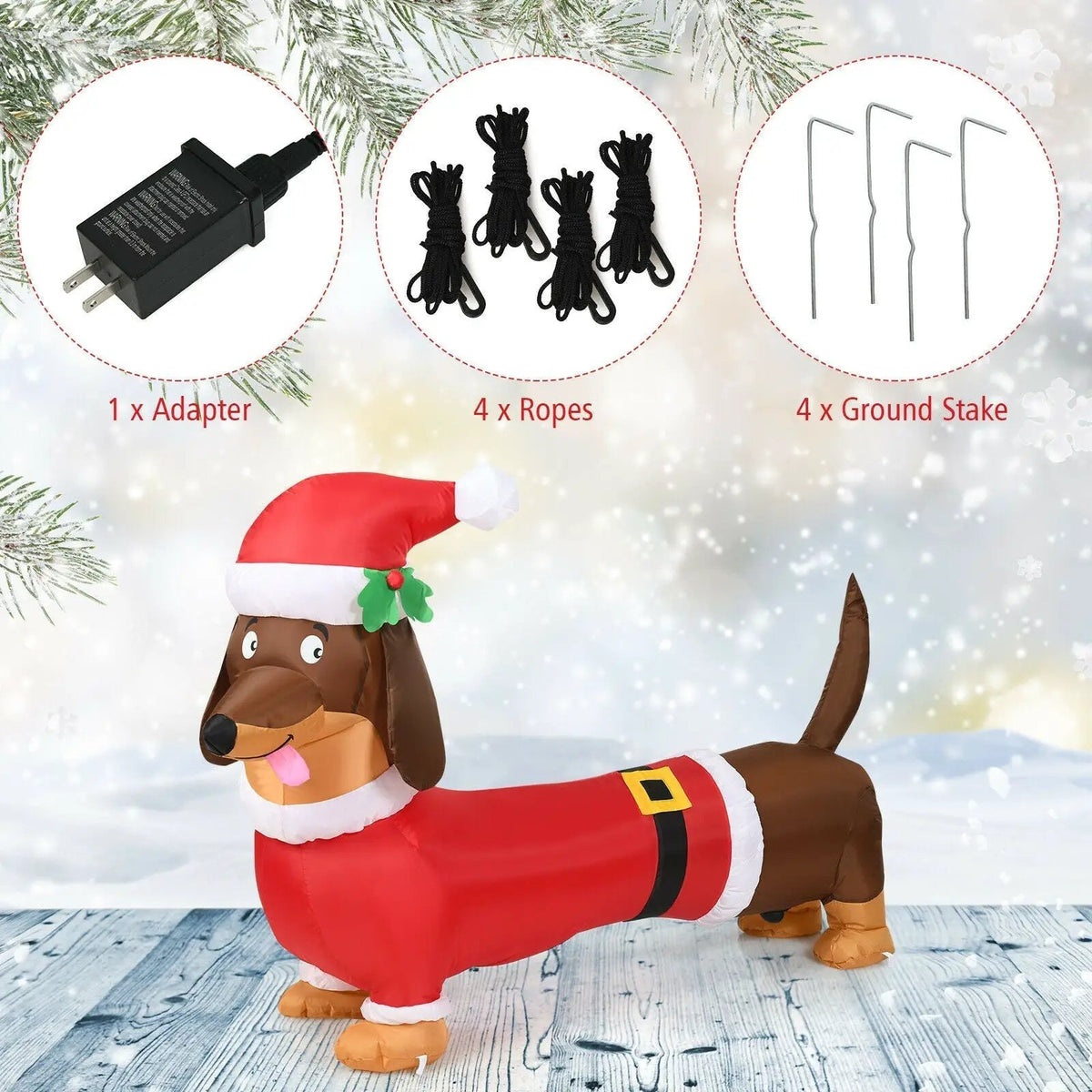 5 Feet Inflatable Christmas Dog with LED Lights, photo 6 of 8