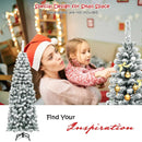 6 Feet Unlit Hinged Snow Flocked Artificial Pencil Christmas Tree with 500 Branch Tip by LJGDeals