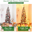6 Feet Pre-lit Snow Flocked Artificial Pencil Christmas Tree with 250 LED Lights by LJGDeals
