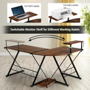 L-Shaped Desk Reversible Corner Computer Desk with Movable Shelf and CPU Stand by LJGDeals