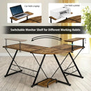 L-Shaped Desk Reversible Corner Computer Desk with Movable Shelf and CPU Stand by LJGDeals