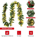 9 Feet Pre-lit Snow Flocked Tips Christmas Garland with Red Berries by DirectDeals