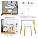 Wooden Vanity Table with Flip Top Mirror and Cushioned Stool by LJGDeals