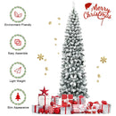 7.5 Feet Unlit Hinged Snow Flocked Artificial Pencil Christmas Tree with 641 Tips by LJGDeals