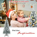 4.5 Feet Unlit Hinged Snow Flocked Artificial Pencil Christmas Tree with 242 Branch by LJGDeals