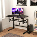Pneumatic Height Adjustable Gaming Desk T Shaped Game Station with Power Strip Tray-Black by DirectDeals
