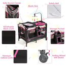 3-in-1 Convertible Portable Baby Playard with Music Box and Wheel and Brakes by LJGDeals