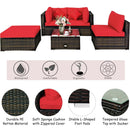 5 Pcs Outdoor Patio Rattan Furniture Set Sectional Conversation with Navy Cushions-Turquoise by LJGDeals