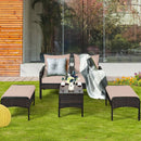 5-Piece Patio Rattan Sofa Set with Ottomans & Table by LJGDeals