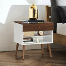 Mid-Century Nightstand with Drawer and Rubber Wood Legs by LJGDeals